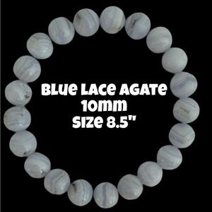 Authentic Blue‎ Lace Agate Stretchy Bracelet by Bombshell Beads